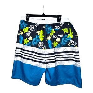 Burnside Swim Board Shorts‎ Men's Size XL Lined Blue Black Yellow White